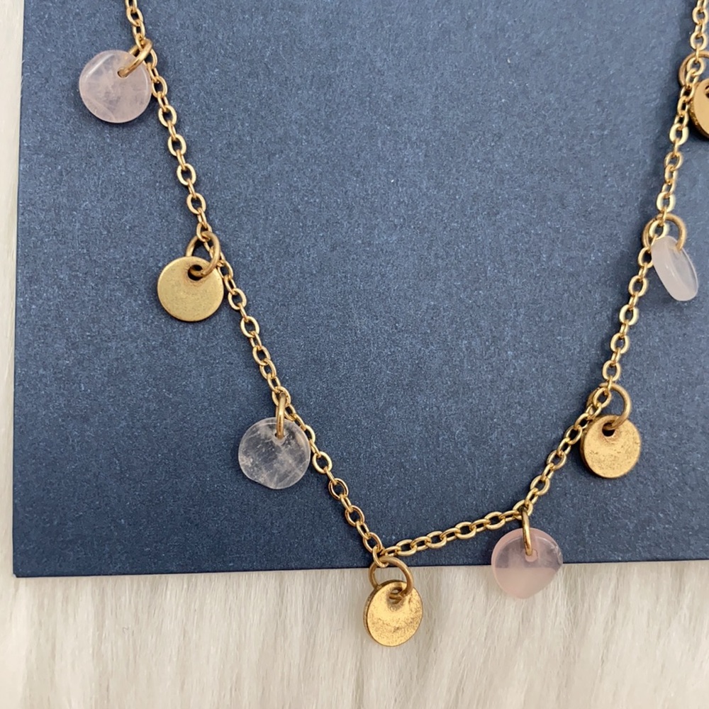 💖HP💖 Universal Thread Gold Rose Quartz Necklace - Picture 3 of 6